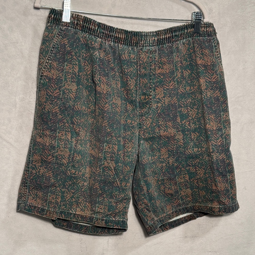 OP Men's Vintage Shorts with Green and Brown Design